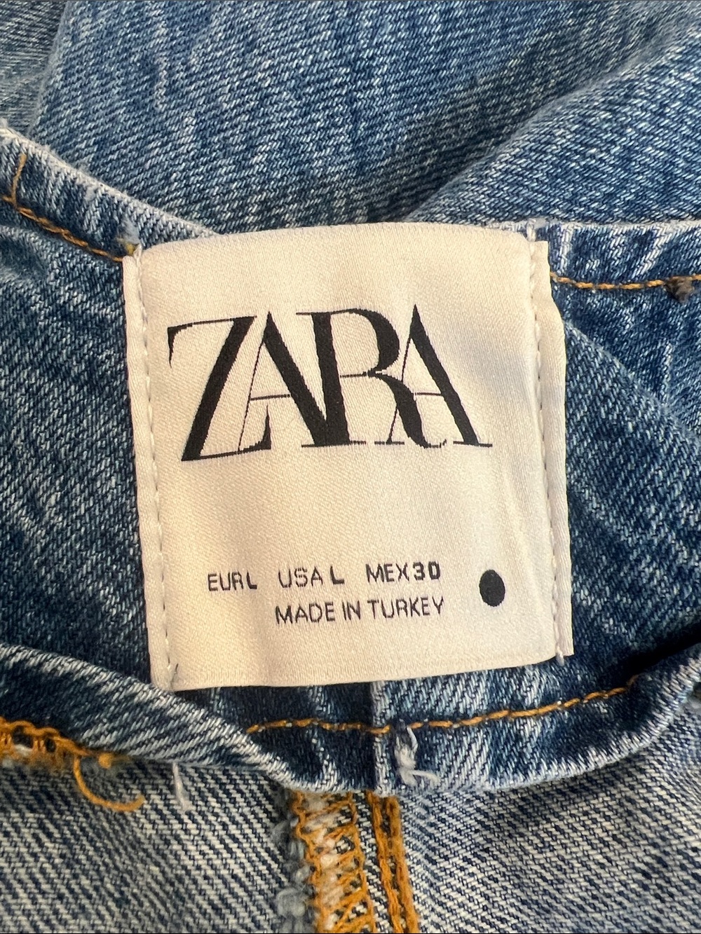 ZARA Light Blue Denim Overalls with Contrast Stitching - Picture 6 of 6